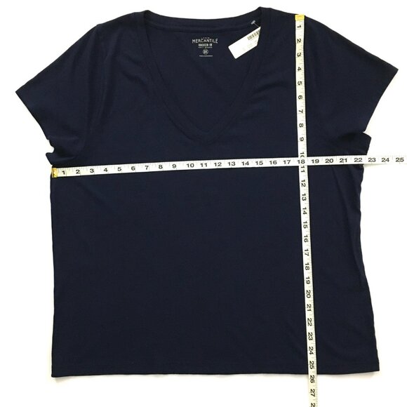 NEW! J.Crew Mercantile Slightly Cropped V-Neck Broken-In T-Shirt Navy - 2X - Picture 4 of 5